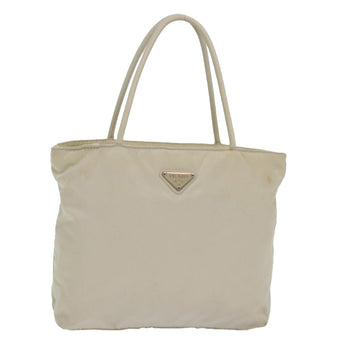 PRADA Tote Bag Nylon Beige Auth 81465