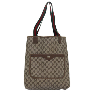 GUCCI GG Supreme Web Sherry Line Tote Bag PVC Leather Beige 39 02 003 Auth 81627