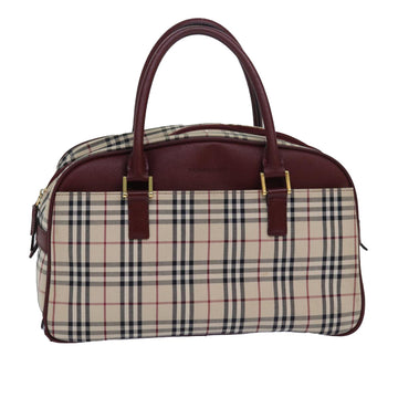 BURBERRY Nova Check Boston Bag Canvas Beige Auth 81663