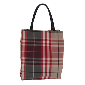 BURBERRY Nova Check Hand Bag Canvas Red Auth 81671