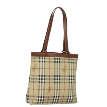 BURBERRY Nova Check Shoulder Bag PVC Leather Beige Auth 81672