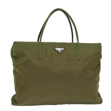 PRADA Tote Bag Nylon Khaki Auth 81751