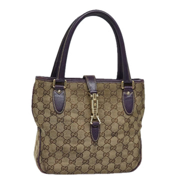 GUCCI New Jackie GG Canvas Hand Bag Beige 145817 Auth 81780