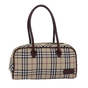 BURBERRY Nova Check Hand Bag Canvas Beige Auth 81791