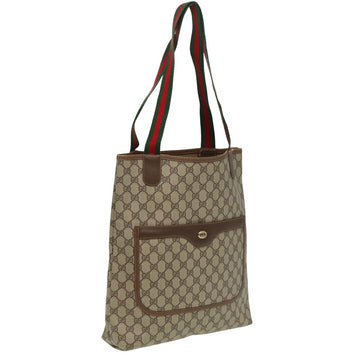 GUCCI GG Supreme Web Sherry Line Tote Bag Beige 40 02 003 Auth 81810