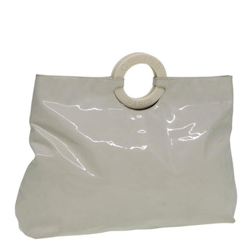 CELINE Circle Hand Bag Enamel White Auth 81830