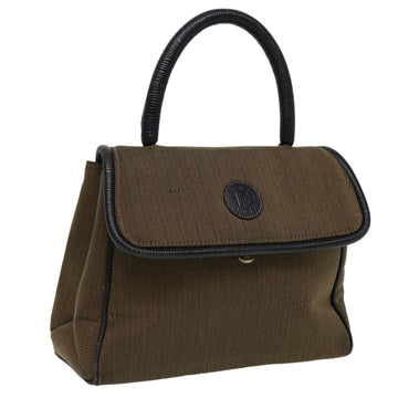 FENDI Pecan Canvas Hand Bag Brown Black Auth 81839