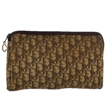 CHRISTIAN DIOR Trotter Canvas Clutch Bag Brown Auth 81865