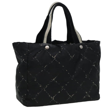 CHANEL Travel line Tote Bag Nylon Black CC Auth 81866