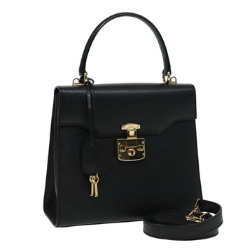 GUCCI Ready Lock Hand Bag Leather 2way Black 000 2026 0258 Auth 81897