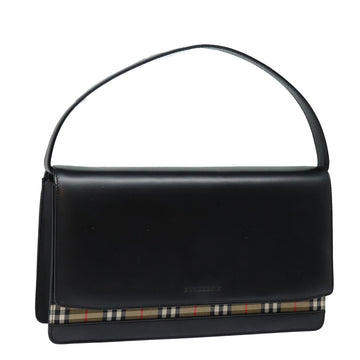 BURBERRY Hand Bag Leather Black Auth 81905