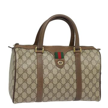 GUCCI GG Supreme Web Sherry Line Boston Bag PVC Beige Red 40 02 007 Auth 81948