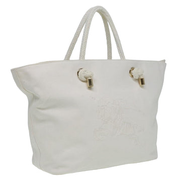 BURBERRY Tote Bag Canvas White Auth 81965