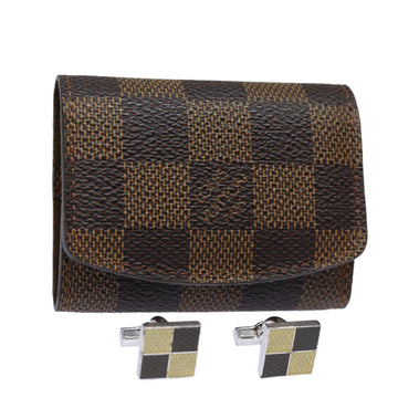 LOUIS VUITTON Damier Ebene Bouton Du Manchette Damier 4 Cuffs M64675 Auth 81996