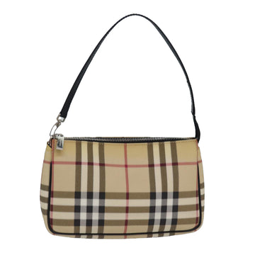 BURBERRY Nova Check Accessory Pouch PVC Beige Auth 82063