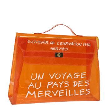 HERMES Hand Bag Vinyl Orange Auth 82168