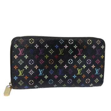 LOUIS VUITTON Monogram Multicolor Zippy Wallet Black M60243 LV Auth 82169