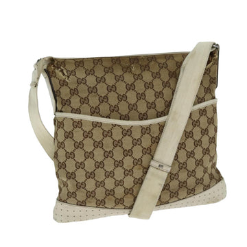 GUCCI GG Canvas Shoulder Bag Beige White 145857 Auth 82178