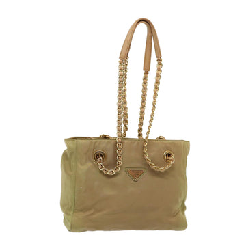 PRADA Chain Shoulder Bag Nylon Khaki Auth 82189