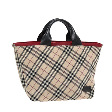 BURBERRY Nova Check Hand Bag Canvas Beige Auth 82270