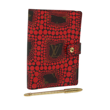 LOUIS VUITTON Yayoi Kusama Agenda PM Day Planner Cover Red R21132 LV Auth 82481