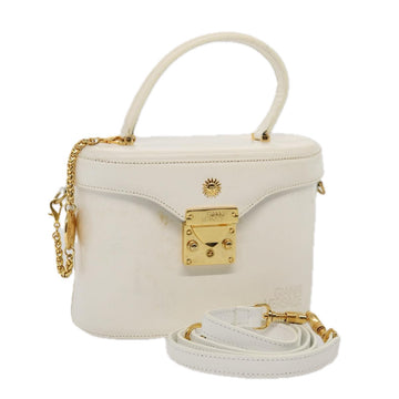 GIANNI VERSACE Hand Bag Leather White Auth 82583