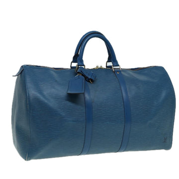 LOUIS VUITTON Epi Keepall 50 Boston Bag Blue M42965 LV Auth 82637