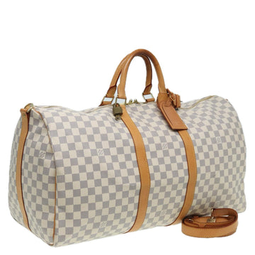 LOUIS VUITTON Damier Azur Keepall Bandouliere 55 Boston Bag N41429 LV Auth 82638