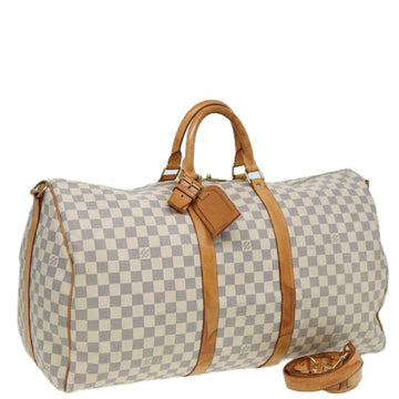 LOUIS VUITTON Damier Azur Keepall Bandouliere 55 Boston Bag N41429 LV Auth 82639