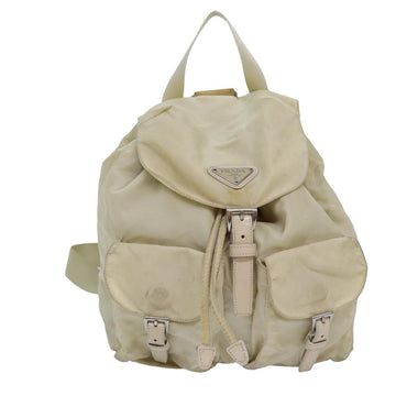 PRADA Backpack Nylon Cream Auth 82694