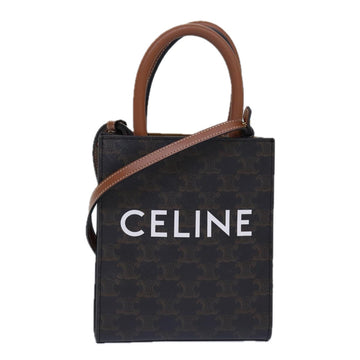 CELINE Triomphe Mini Particle Cabas Hand Bag PVC Leather 2way Black Auth 82739A