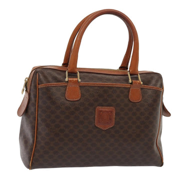 CELINE Macadam Canvas Boston Bag PVC Leather Brown Auth 82892