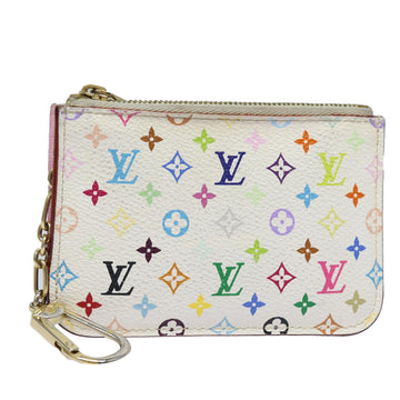 LOUIS VUITTON Multicolor Pochette Cles NM Coin Purse White M93734 LV Auth 82927