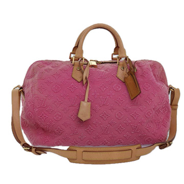 LOUIS VUITTON Monogram Stone Speedy Bandouliere 35 Bag Rose M40831 Auth 82931A