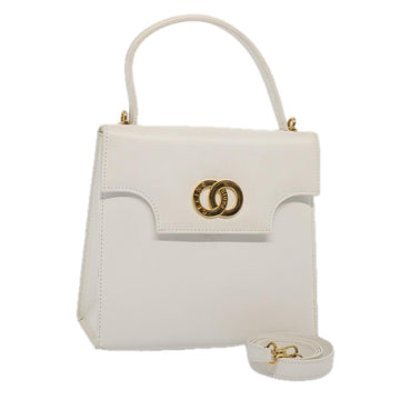 CELINE Shoulder Bag Leather 2way White Auth 83132