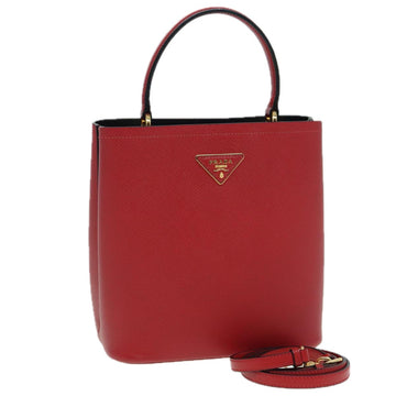 PRADA Hand Bag Safiano leather 2way Red Auth 83162