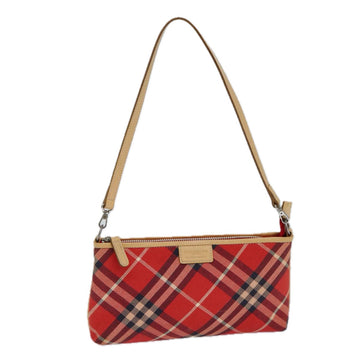 BURBERRY Nova Check Blue Label Hand Bag Canvas Red Auth 83191