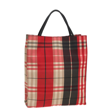 BURBERRY Nova Check Hand Bag Canvas Red Auth 83204