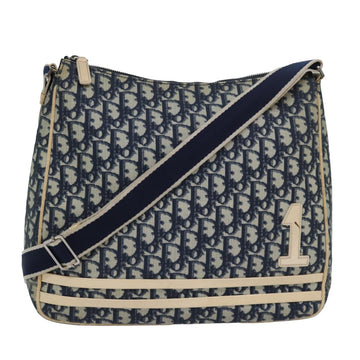 CHRISTIAN DIOR Trotter Canvas Shoulder Bag Coated Canvas Navy Auth 83252