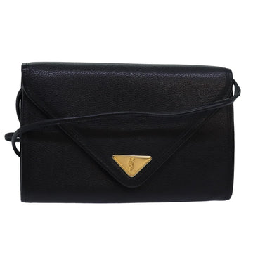 SAINT LAURENT Shoulder Bag Leather Black Auth 83262