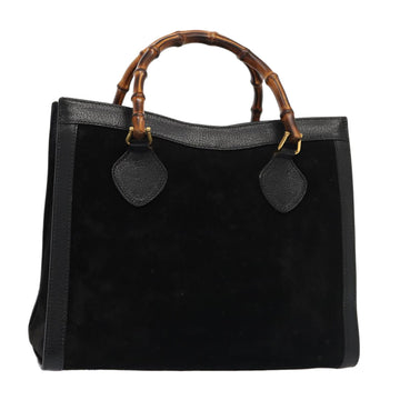 GUCCI Bamboo Hand Bag Suede Black Auth 83299