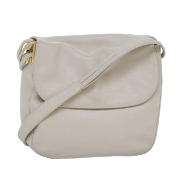 BALLY Shoulder Bag Leather White Auth 83312