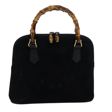 GUCCI Bamboo Hand Bag Suede Black 000 1046 0290 Auth 83323