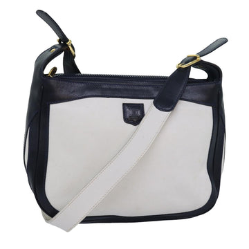 CELINE Shoulder Bag Leather White Auth 83324