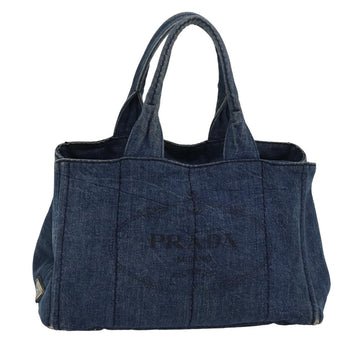 PRADA Canapa PM Hand Bag Denim Blue Auth 83344