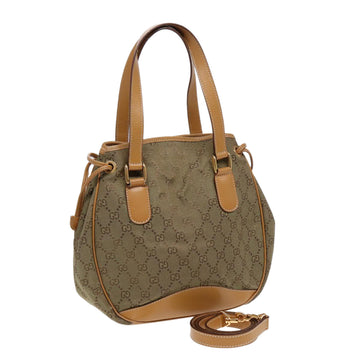 GUCCI GG Canvas Hand Bag Beige Brown 000 2854 0282 Auth 83346