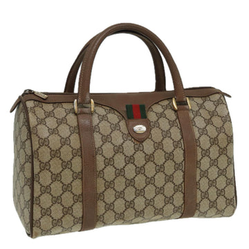 GUCCI GG Supreme Web Sherry Line Boston Bag PVC Beige Red 111 02 007 Auth 83384