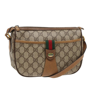 GUCCI GG Supreme Web Sherry Line Shoulder Bag PVC Beige Red 89 01 032 Auth 83419