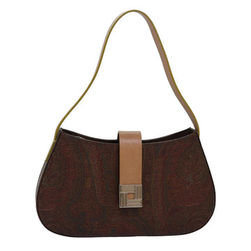 ETRO Paisley Shoulder Bag PVC Leather Brown Auth 83445