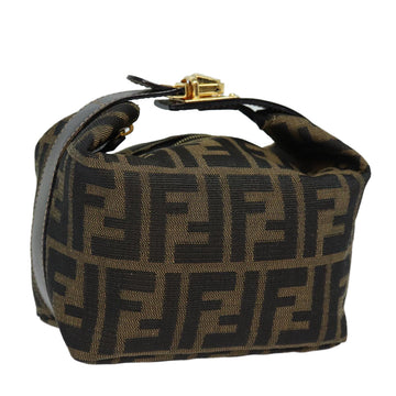 FENDI Zucca Canvas Hand Bag Brown Black Auth 83670